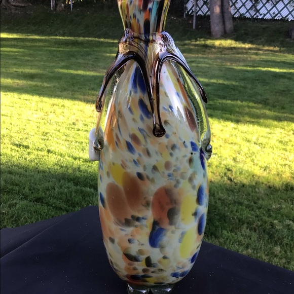 Vintage 12in Hand Blown Glass ornate Clown Vase - Picture 4 of 9